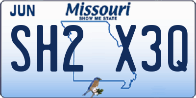 MO license plate SH2X3Q