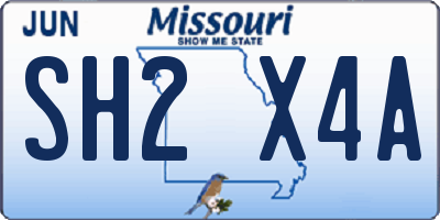 MO license plate SH2X4A