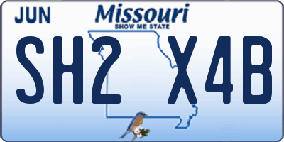 MO license plate SH2X4B