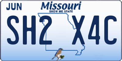 MO license plate SH2X4C