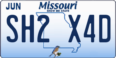 MO license plate SH2X4D
