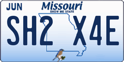 MO license plate SH2X4E
