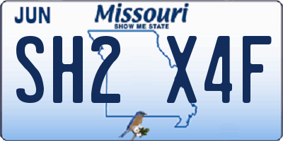 MO license plate SH2X4F