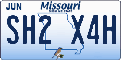 MO license plate SH2X4H