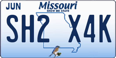 MO license plate SH2X4K