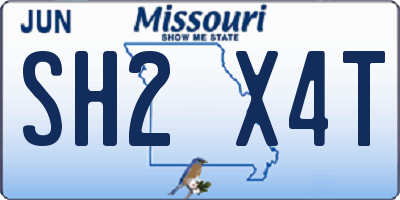MO license plate SH2X4T