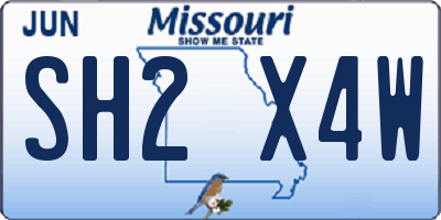 MO license plate SH2X4W