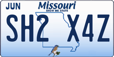 MO license plate SH2X4Z
