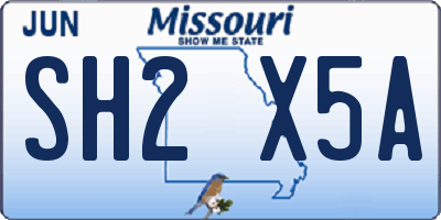 MO license plate SH2X5A