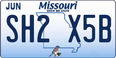 MO license plate SH2X5B