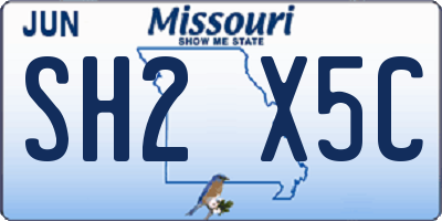 MO license plate SH2X5C