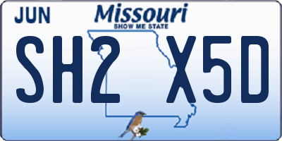 MO license plate SH2X5D