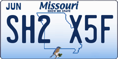 MO license plate SH2X5F