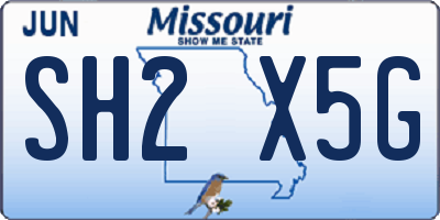 MO license plate SH2X5G