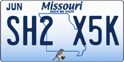 MO license plate SH2X5K