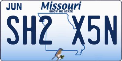 MO license plate SH2X5N