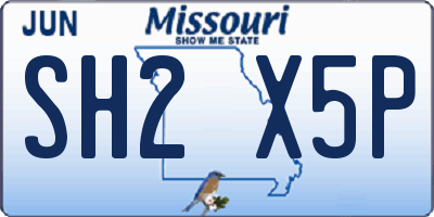 MO license plate SH2X5P