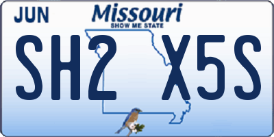MO license plate SH2X5S