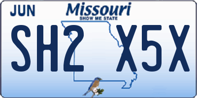 MO license plate SH2X5X