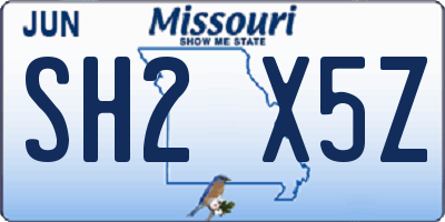 MO license plate SH2X5Z