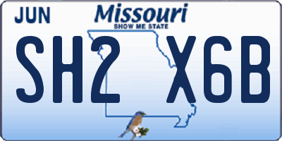 MO license plate SH2X6B