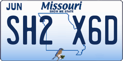 MO license plate SH2X6D