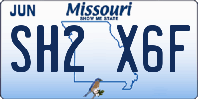 MO license plate SH2X6F