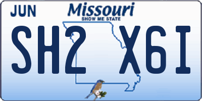 MO license plate SH2X6I