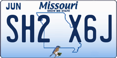 MO license plate SH2X6J