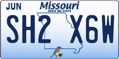 MO license plate SH2X6W