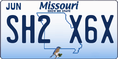 MO license plate SH2X6X