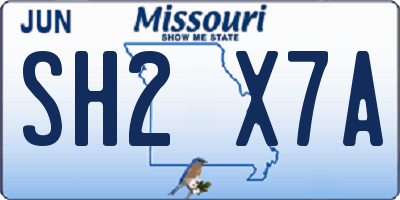 MO license plate SH2X7A