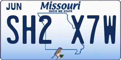 MO license plate SH2X7W