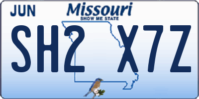 MO license plate SH2X7Z