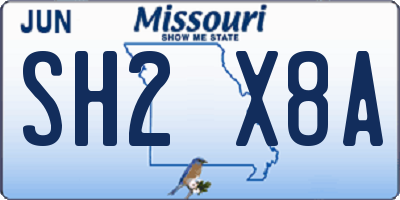MO license plate SH2X8A