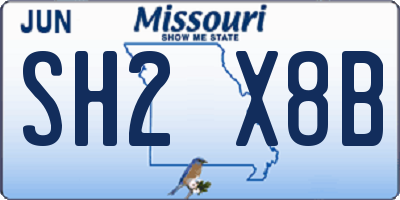 MO license plate SH2X8B