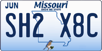 MO license plate SH2X8C