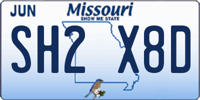 MO license plate SH2X8D