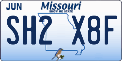 MO license plate SH2X8F