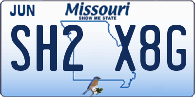 MO license plate SH2X8G