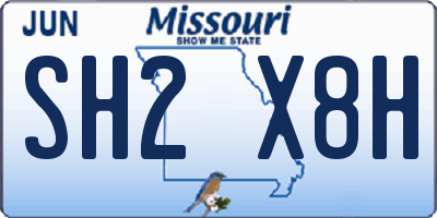 MO license plate SH2X8H