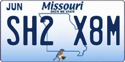 MO license plate SH2X8M