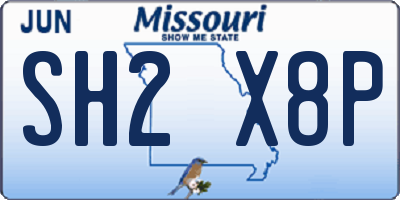 MO license plate SH2X8P