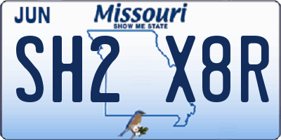 MO license plate SH2X8R