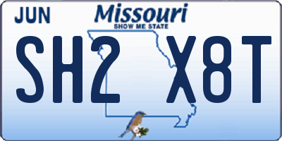 MO license plate SH2X8T