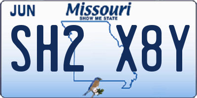 MO license plate SH2X8Y