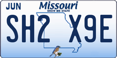 MO license plate SH2X9E