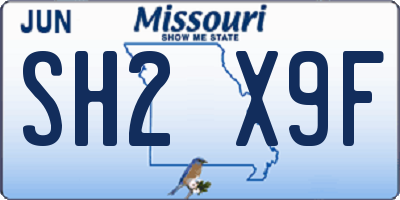 MO license plate SH2X9F