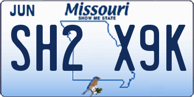 MO license plate SH2X9K