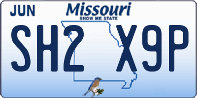 MO license plate SH2X9P